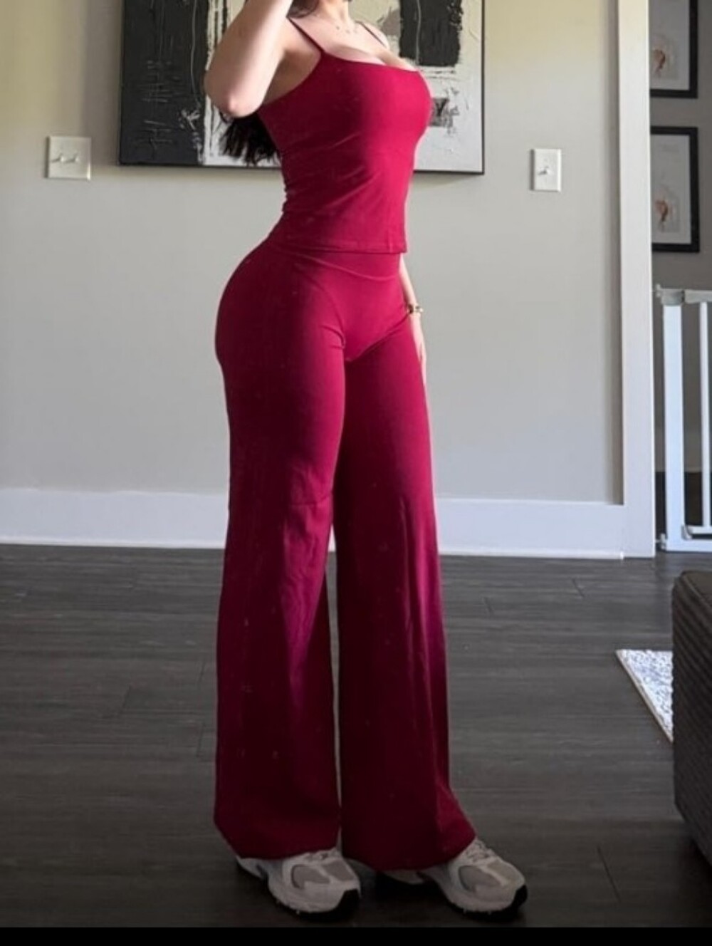 Red Straight Leg Pants